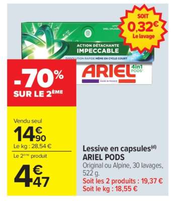 Lessive en capsules ARIEL PODS+