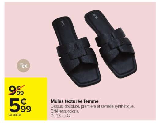 Mules texturée femme