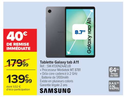 Tablette Galaxy tab A11