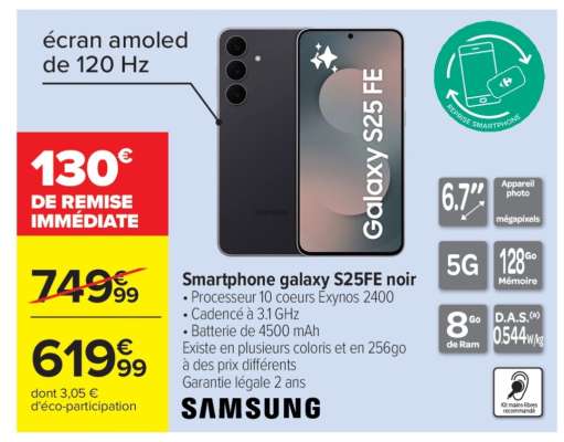 Smartphone galaxy S25FE noir