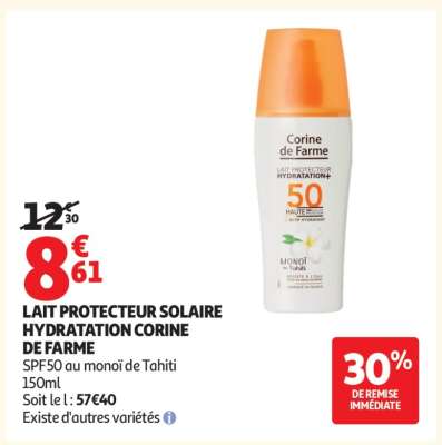 LAIT PROTECTEUR SOLAIRE HYDRATATION CORINE DE FARME