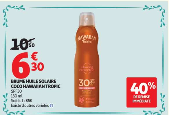 BRUME HUILE SOLAIRE COCO HAWAIIAN TROPIC SPF30