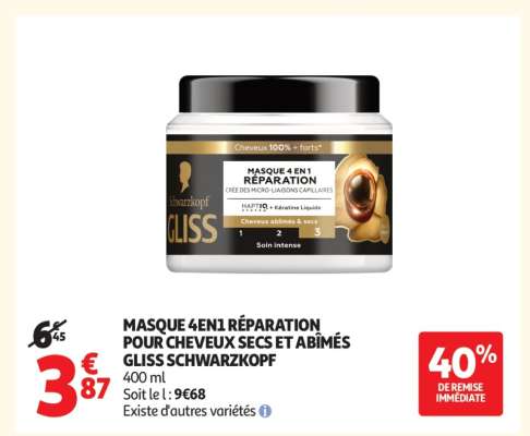 MASQUE 4EN1 RÉPARATION POUR CHEVEUX SECS ET ABÎMÉS GLISS SCHWARZKOPF