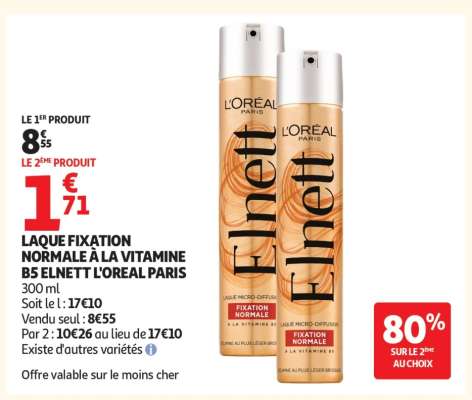 LAQUE FIXATION NORMALE À LA VITAMINE B5 ELNETT L'OREAL PARIS