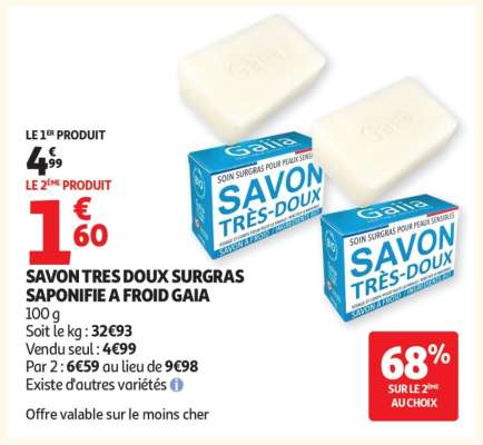 SAVON TRES DOUX SURGRAS SAPONIFIE A FROID GAIA