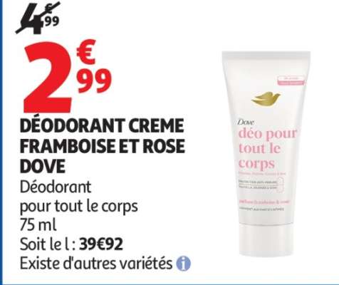 DÉODORANT CREME FRAMBOISE ET ROSE DOVE