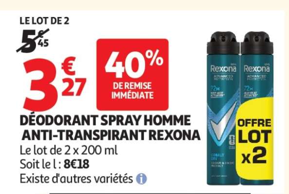 DÉODORANT SPRAY HOMME ANTI-TRANSPIRANT REXONA