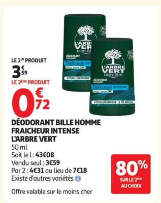 DÉODORANT BILLE HOMME FRAICHEUR INTENSE L'ARBRE VERT