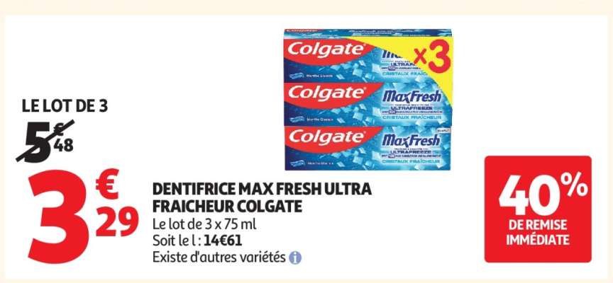 DENTIFRICE MAX FRESH ULTRA FRAICHEUR COLGATE