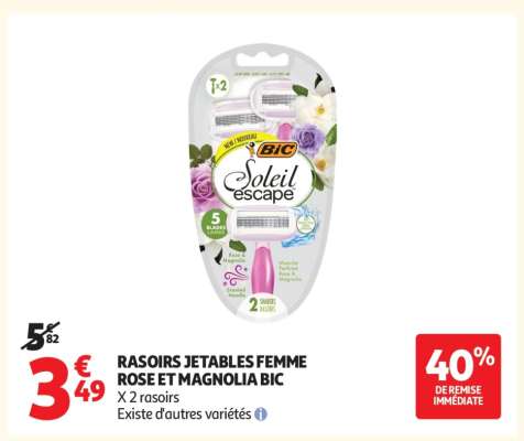 RASOIRS JETABLES FEMME ROSE ET MAGNOLIA BIC