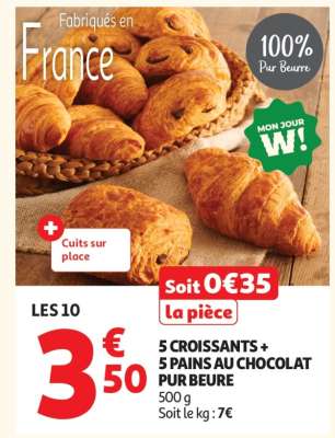 5 Croissants + 5 Pains Au Chocolat Pur Beurre