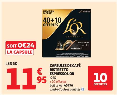 CAPSULES DE CAFÉ RISTRETTO ESPRESSO L'OR