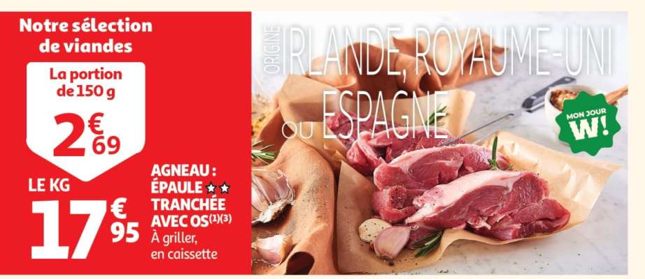 AGNEAU : ÉPAULE TRANCHÉE AVEC OS