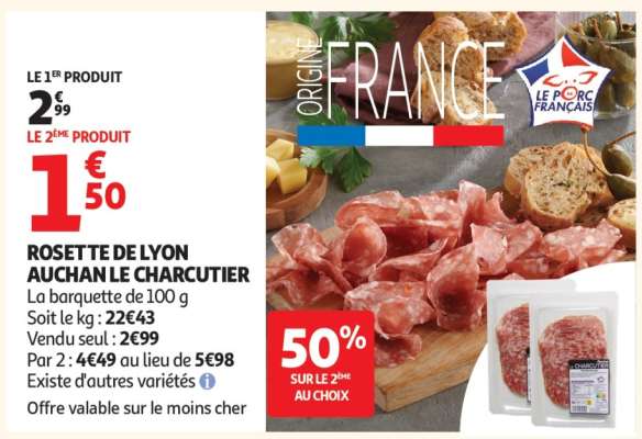 Rosette de Lyon Auchan Le Charcutier