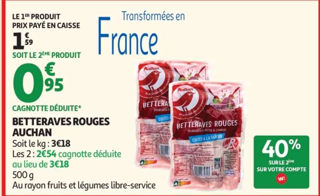 BETTERAVES ROUGES AUCHAN