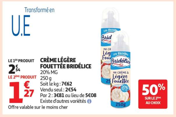 Crème Légère Fouettée Bridélice