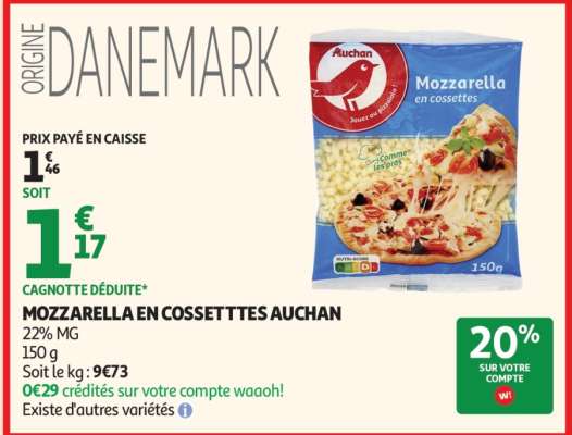 MOZZARELLA EN COSSETTES AUCHAN