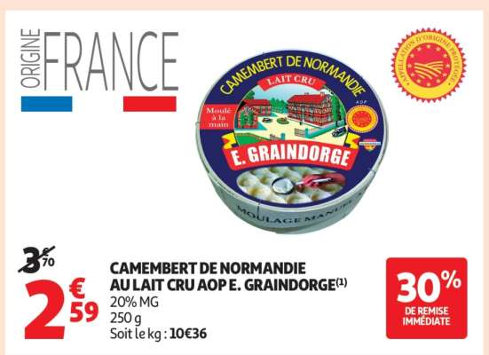 CAMEMBERT DE NORMANDIE AU LAIT CRU AOP E. GRAINDORGE