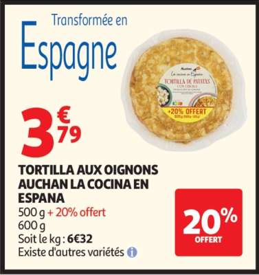 Tortilla Aux Oignons Auchan La Cocina En Espana