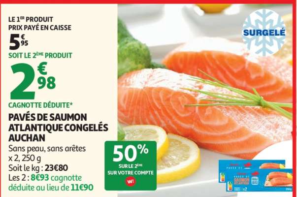 Pavés De Saumon Atlantique Congelés Auchan