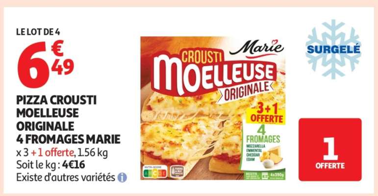 PIZZA CROUSTI MOELLEUSE ORIGINALE 4 FROMAGES MARIE