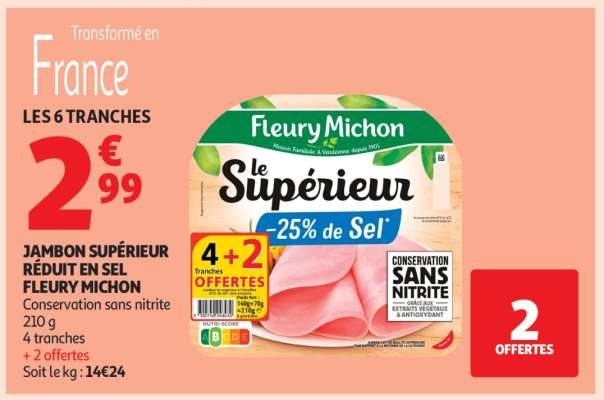 JAMBON SUPÉRIEUR RÉDUIT EN SEL FLEURY MICHON