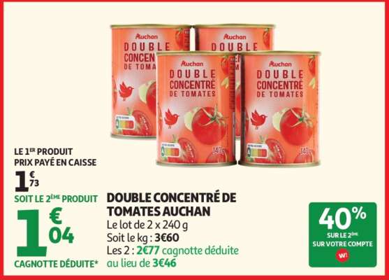 Double Concentré De Tomates Auchan