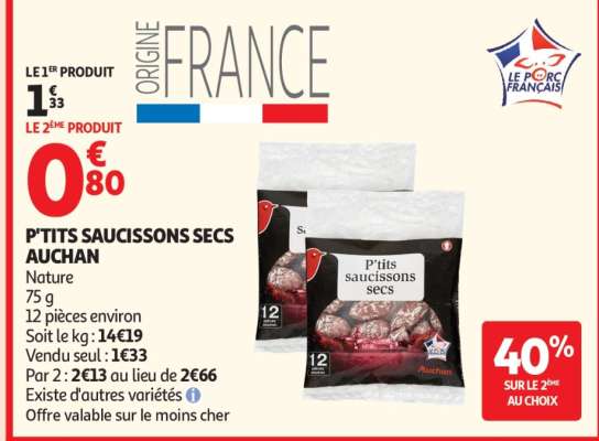 P'tits Saucissons Secs Auchan