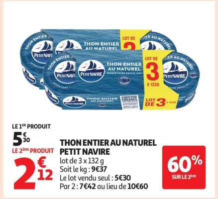 Thon entier au naturel 'Petit Navire'