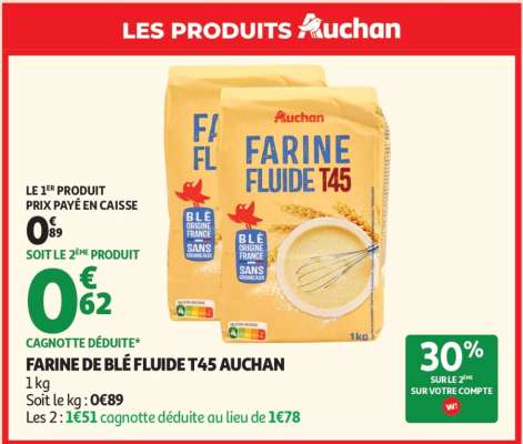 FARINE DE BLÉ FLUIDE T45 AUCHAN