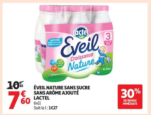 ÉVEIL NATURE SANS SUCRE SANS ARÔME AJOUTÉ LACTEL