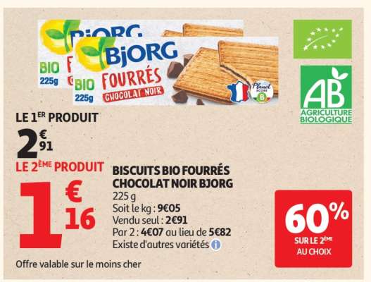 BISCUITS BIO FOURRÉS CHOCOLAT NOIR BJORG