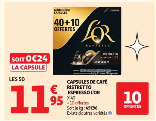 CAPSULES DE CAFÉ RISTRETTO ESPRESSO L'OR