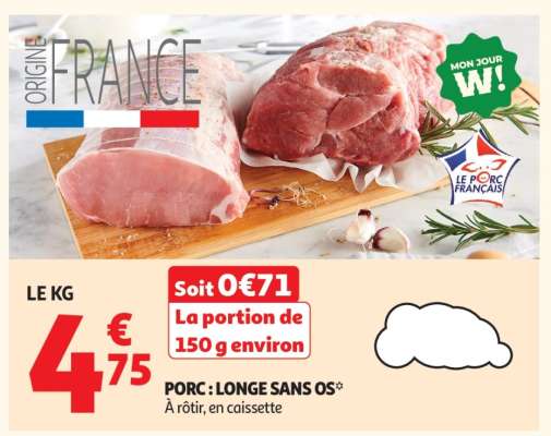 Porc : Longe Sans Os