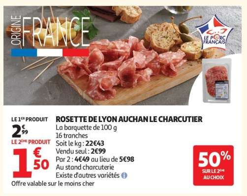Rosette de Lyon Auchan Le Charcutier
