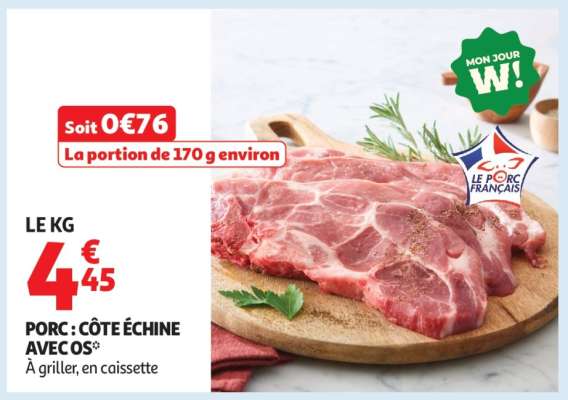 Porc : Côte Échine Avec Os
