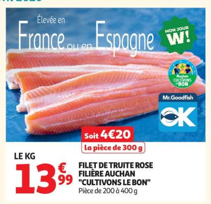 Filet De Truite Rose Filière Auchan "Cultivons Le Bon"