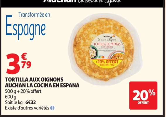 Tortilla Aux Oignons Auchan La Cocina En Espana