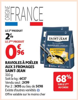 RAVIOLES À POÊLER AUX 3 FROMAGES SAINT-JEAN
