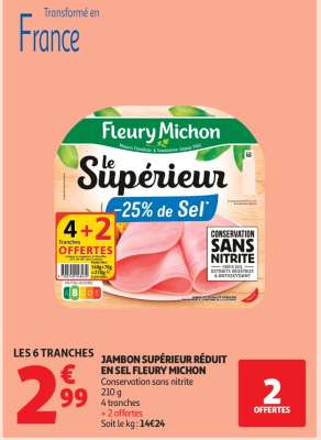 JAMBON SUPÉRIEUR RÉDUIT EN SEL FLEURY MICHON