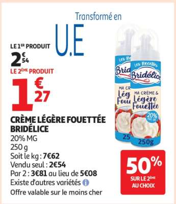 Crème Légère Fouettée Bridélice