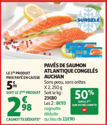 Pavés De Saumon Atlantique Congelés Auchan