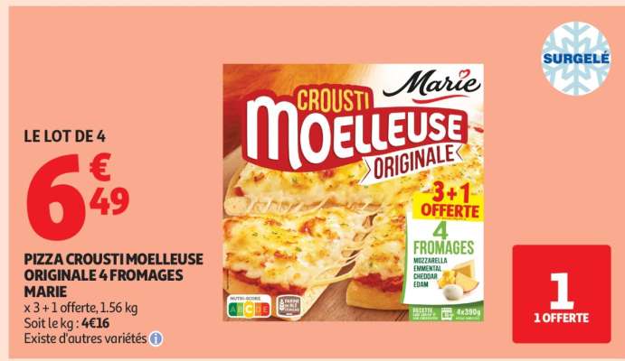 PIZZA CROUSTI MOELLEUSE ORIGINALE 4 FROMAGES MARIE
