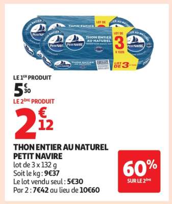 Thon entier au naturel 'Petit Navire'