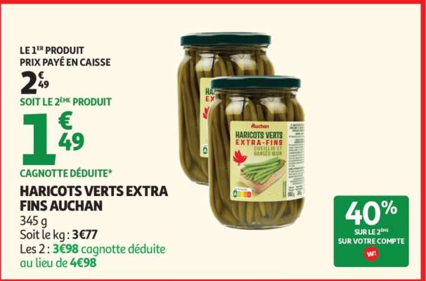Haricots Verts Extra Fins Auchan