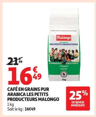 CAFÉ EN GRAINS PUR ARABICA LES PETITS PRODUCTEURS MALONGO