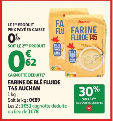 FARINE DE BLÉ FLUIDE T45 AUCHAN