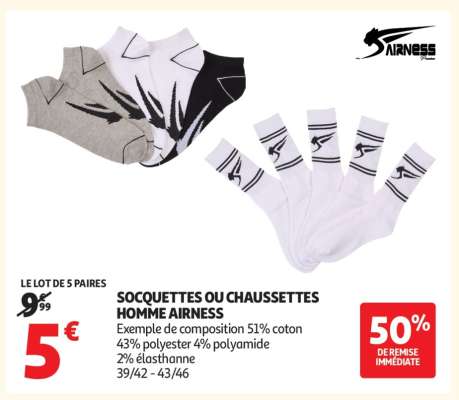 SOCQUETTES OU CHAUSSETTES HOMME AIRNESS