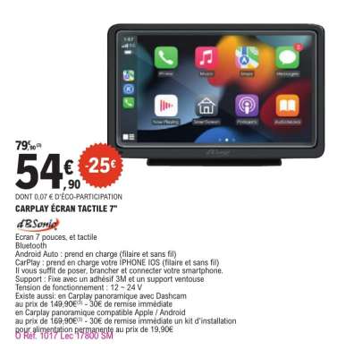 CARPLAY ECRAN TACTILE 7"