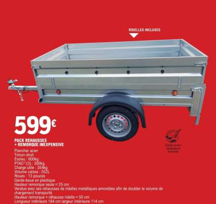 PACK REHAUSSES + REMORQUE INEXPENSIVE